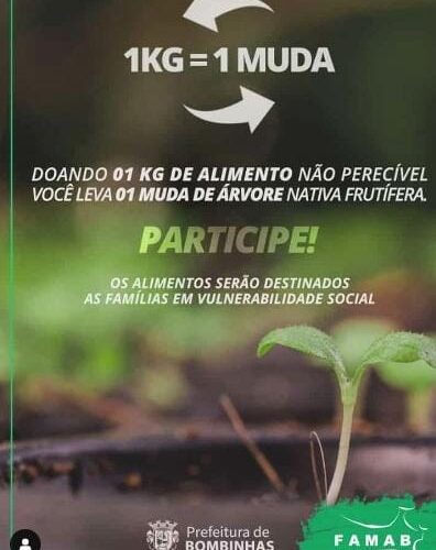 FAMAB REALIZA AÇÃO DE ARRECADAÇÃO DE ALIMENTOS EM TROCA DE MUDAS DE ÁRVORES FRUTÍFERAS