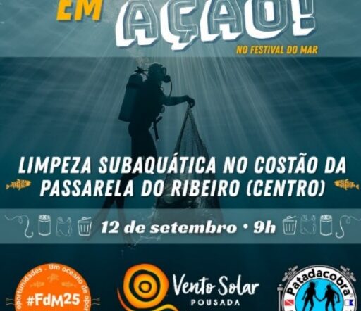 Limpeza subaquática no costão da Passarela do Ribeiro-Bombinhas